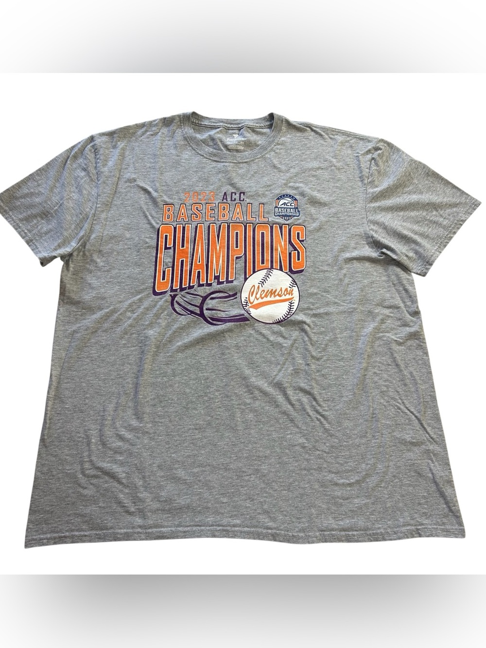 Fanatics Clemson Tigers Baseball Men’s 2023 ACC Champions T-Shirt Gray size 2XL